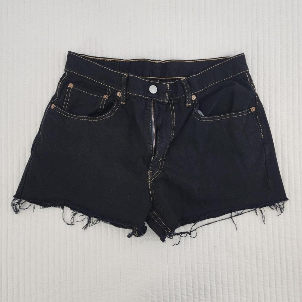 Levi's Black Denim Shorts Womens Cut Off Frayed Hem Casual 32‎